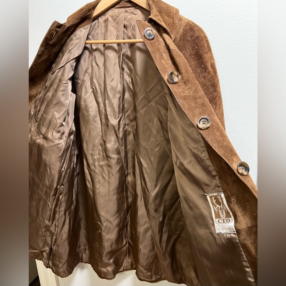 C O Ericson & Co Sweden Cognac Suede Leather Coat Women’s Size 6/8 - Picture 5 of 6
